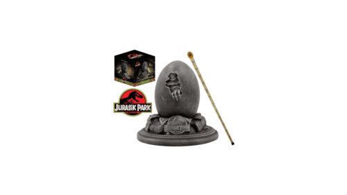 Jurassic Park Beast Kingdom Velociraptor Egg Statue & John Hammond Cane Replica Set